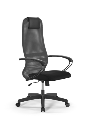 Кресло для руководителя Метта Sit 8 B1-8K - X1+UMF(X1) /Uh00/Wh00/K1bL(M09.B02.G15.W01) (Светло-серый | Черный)