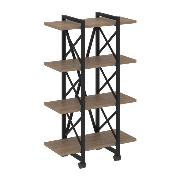 Стеллаж на колесных опорах-4 полки VR.L-MST.K-4.4V 800x400x1334 (Дуб Аризона/Черный металл)