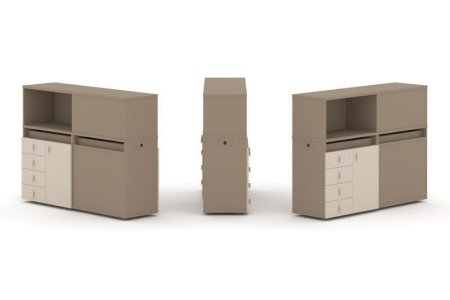 Тумба двойная + низкая надставка ES.NB.2N-16 (1500х410х1135) (Латте/Капучино)