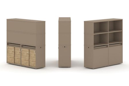 Тумба двойная + высокая надставка ES.NB.2V-7 (1500х410х1520) (Латте/Тиквуд Светлый)