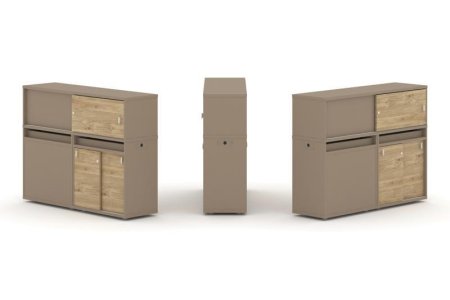 Тумба двойная + низкая надставка ES.NB.2N-21 (1500х410х1135) (Латте/Тиквуд Светлый)