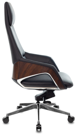 Кресло руководителя _DAO-2 черный кожа с подголов. крестов. алюминий (Черный) Кресло руководителя _DAO-2 черный кожа с подголов. крестов. алюминий (Черный)