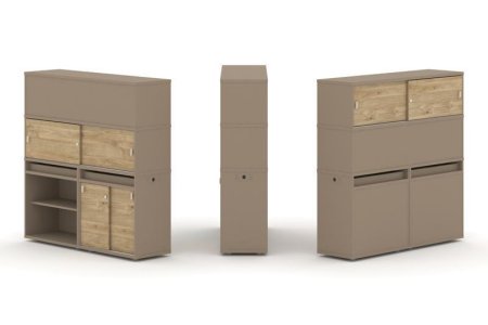 Тумба двойная + высокая надставка ES.NB.2V-15 (1500х410х1520) (Латте/Тиквуд Светлый)