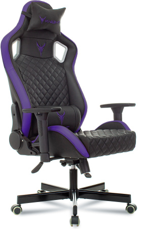 Кресло игровое Knight Outrider черный/фиолетовый ромбик эко.кожа с подголов. крестов. металл (Черный | Фиолетовый)