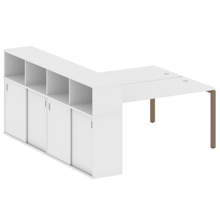 Рабочая станция с опорным шкафом-купе Metal System Style БП.РС-СШК-4.4 2010x2332x1098 (Белый/Мокко металл)