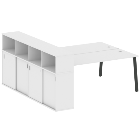 Рабочая станция с шкафом-купе на А-образном м/к Metal System Style БА.РС-СШК-4.5 Т 2210x2332x1098 (Белый/Антрацит металл)