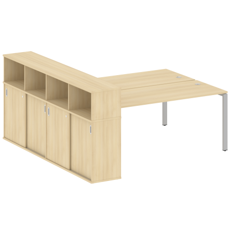 Рабочая станция с опорным шкафом-купе Metal System Style БП.РС-СШК-4.5 2210x2332x1098 (Акация/Серый металл)