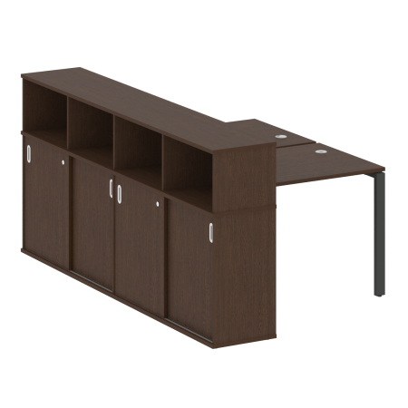 Рабочая станция с опорным шкафом-купе Metal System Style БП.РС-СШК-4.1 1410x2332x1098 (Венге Цаво/Антрацит металл)