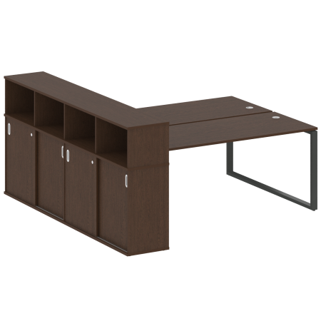 Рабочая станция с шкафом-купе на О-образном м/к Metal System Style БО.РС-СШК-4.5 Т 2210x2332x1098 (Венге Цаво/Антрацит металл)