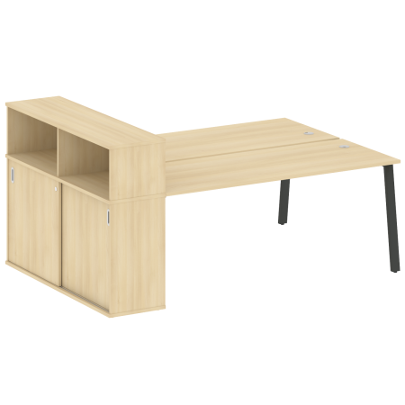 Рабочая станция с шкафом-купе на А-образном м/к Metal System Style БА.РС-СШК-2.5 Т 2210x1475x1098 (Акация/Антрацит металл)