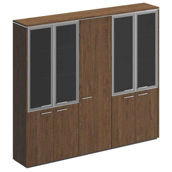 Шкаф комбинированный (со стеклом + для одежды узкий + со стеклом) Velar ВЛ 361 ДТ 2430x410x2120 (Дуб табачный)