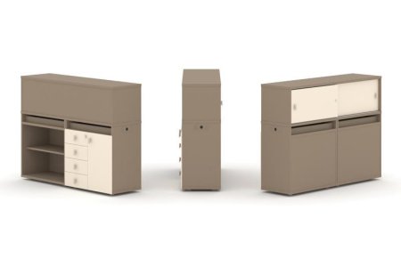 Тумба двойная + низкая надставка ES.NB.2N-8 (1500х410х1135) (Латте/Сатин)