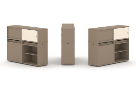 Тумба двойная + низкая надставка ES.NB.2N-13 (1500х410х1135) (Латте/Сатин)