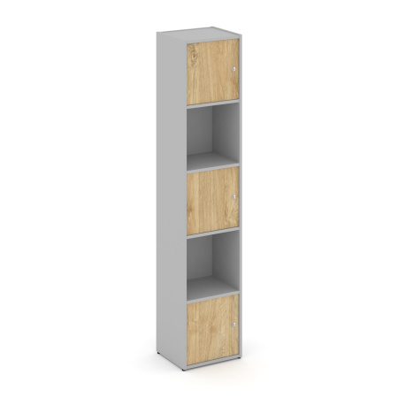 Стеллаж Locker Plus LK.K-007 408x350x1983 (Серый | Тиквуд Светлый)