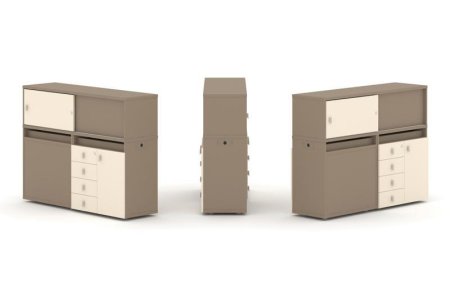 Тумба двойная + низкая надставка ES.NB.2N-18 (1500х410х1135) (Латте/Сатин)