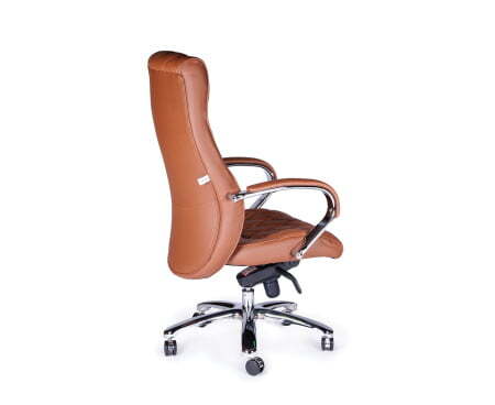 Кресло офисное / Бонд / сталь + хром / рыже-коричневая экокожа (Рыже-коричневый)