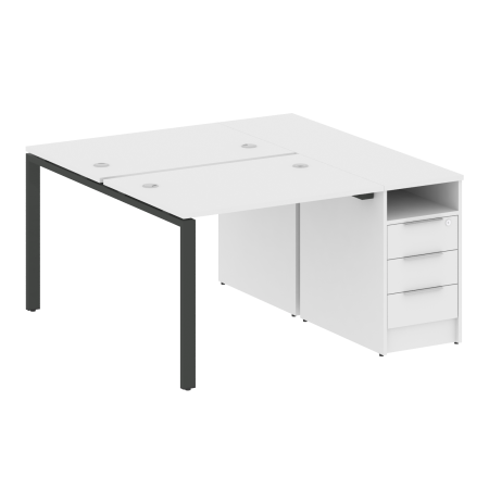 Рабочая станция с опорной тумбой Metal System Style БП.РС-СТП-2.1 1412x1475x750 (Белый/Антрацит металл)