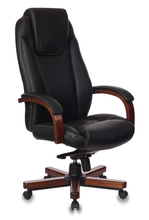 Кресло руководителя T-9923WALNUT черный кожа крестов. металл/дерево (Черный)