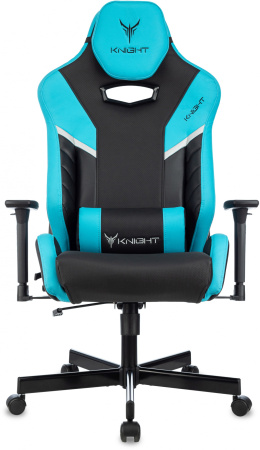 Кресло игровое Knight Thunder 5X черный/голубой эко.кожа крестов. металл (Черный | Голубой)
