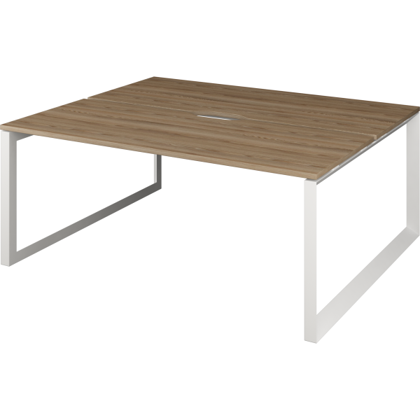 Бенч двойной на 2 рабочих места на металлокаркасе Аргентум-МП НТМП.О.Б2-180 1800x1496x750 (Дуб сафари/Белый)