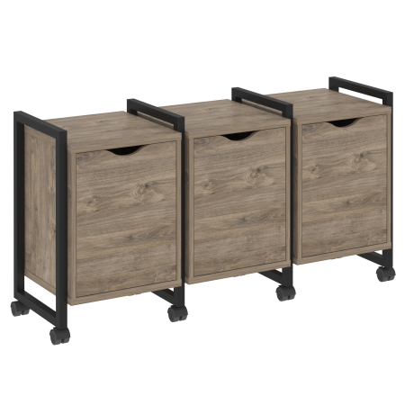 Тумба на колесных опорах наборная VR.L-TN-5.K 1440x460x767 (Тиквуд Темный/Черный металл)