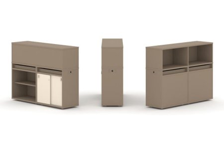 Тумба двойная + низкая надставка ES.NB.2N-9 (1500х410х1135) (Латте/Сатин)