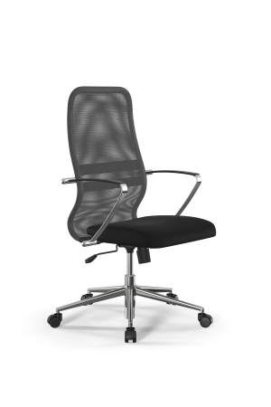 Кресло для руководителя Метта Sit 8 B2-8K - X1+UMF(X1) /Uh00/Wh00/K5cL(M09.B23.G18.W01) (Светло-серый | Черный)