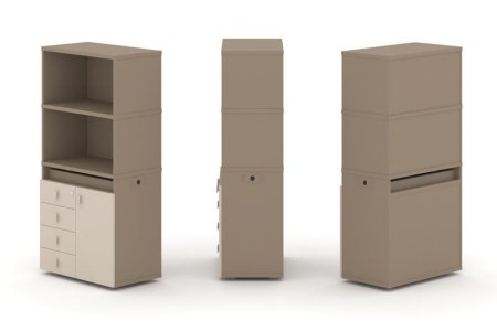 Тумба одиночная + высокая надставка ES.NB.1V-2 (750х410х1520) (Латте/Капучино)