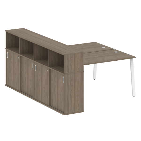 Рабочая станция с шкафом-купе на А-образном м/к Metal System Style БА.РС-СШК-4.3 Т 1810x2332x1098 (Вяз/Белый металл)