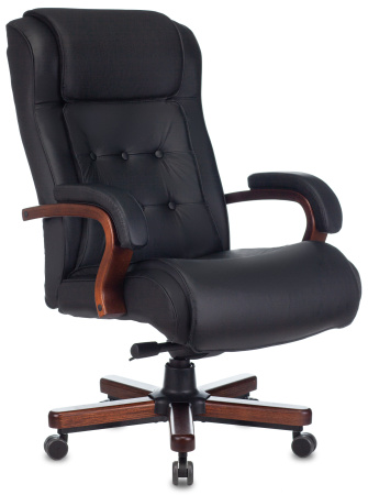 Кресло руководителя T-9926WALNUT черный кожа крестов. металл/дерево (Черный)