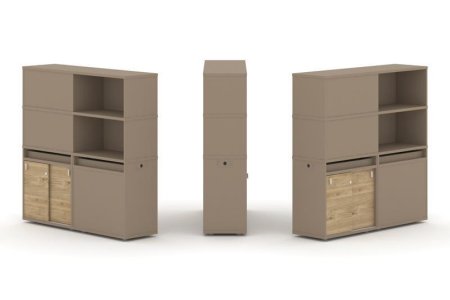 Тумба двойная + высокая надставка ES.NB.2V-20 (1500х410х1520) (Латте/Тиквуд Светлый)