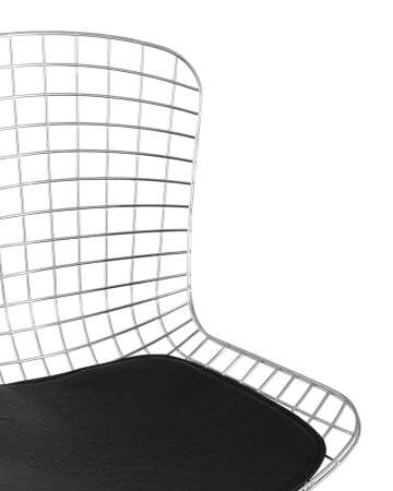 Стул обеденный Bertoia хромированный с черной подушкой (Стул кухонный Bertoia серебристый) Стул обеденный Bertoia хромированный с черной подушкой (Стул кухонный Bertoia серебристый)