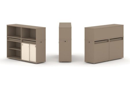 Тумба двойная + низкая надставка ES.NB.2N-9 (1500х410х1135) (Латте/Сатин)