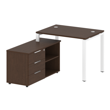 Рабочая станция с опорной тумбой левая Metal System Style БП.РС-СТС-2.1 Л 1100x1520x750 (Венге Цаво/Белый металл)