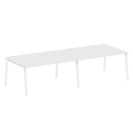 Стол для переговоров (2 столешницы) на А-образном м/к Metal System Style БА.ПРГ-2.4 3200x1235x750 (Белый/Белый металл)