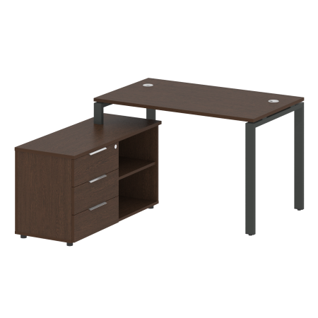 Рабочая станция с опорной тумбой левая Metal System Style БП.РС-СТС-2.2 Л 1300x1520x750 (Венге Цаво/Антрацит металл)