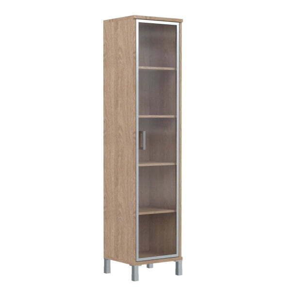 Шкаф узкий, стекло в AL раме, левая Born B-431.8 L 475x450x2054 (Дуб Девон)