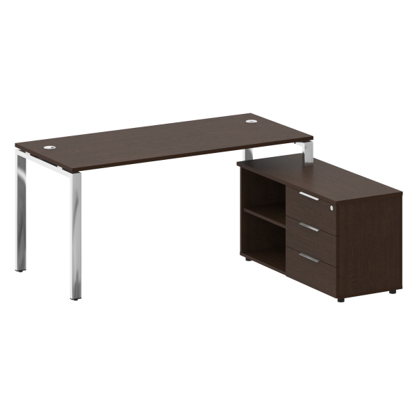 Стол для руководителя с тумбой правый БГ.СРТ-4.7 (R) 1700x1520x750 (Венге Цаво/Нерж. Сталь) Стол для руководителя с тумбой правый БГ.СРТ-4.7 (R) 1700x1520x750 (Венге Цаво/Нерж. Сталь)