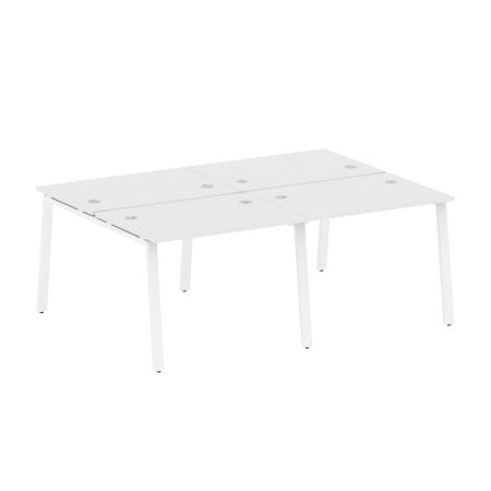 Рабочая станция на 4 рабочих места на А-образном м/к Metal System Style БА.СМ-4.1 2000x1475x750 (Белый/Белый металл)