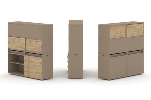 Тумба двойная + высокая надставка ES.NB.2V-12 (1500х410х1520) (Латте/Тиквуд Светлый)