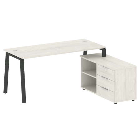 Рабочая станция с тумбой на А-образном м/к Metal System Style БА.РС-СТС-2.4 (R) 1700x1520x750 (Дуб наварра/Антрацит металл)
