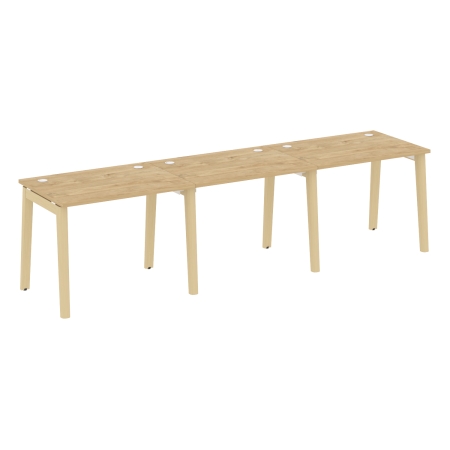 Рабочая станция на деревянных опорах Onix Wood OW.RS-3.1.7 2940x720x750 (Тиквуд Светлый/Дуб Светлый)