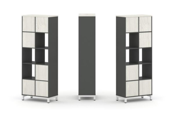 Набор стеллажа 1 сторонний, 5 ярусов SN.NS-521 (754х400х1982) (Антрацит/Дуб Наварра/Металл Белый) Набор стеллажа 1 сторонний, 5 ярусов SN.NS-521 (754х400х1982) (Антрацит/Дуб Наварра/Металл Белый)