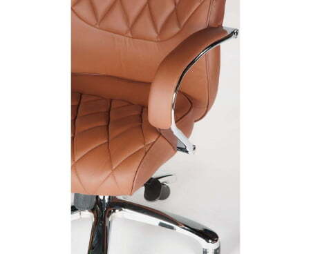 Кресло офисное / Бонд / сталь + хром / рыже-коричневая экокожа (Рыже-коричневый)
