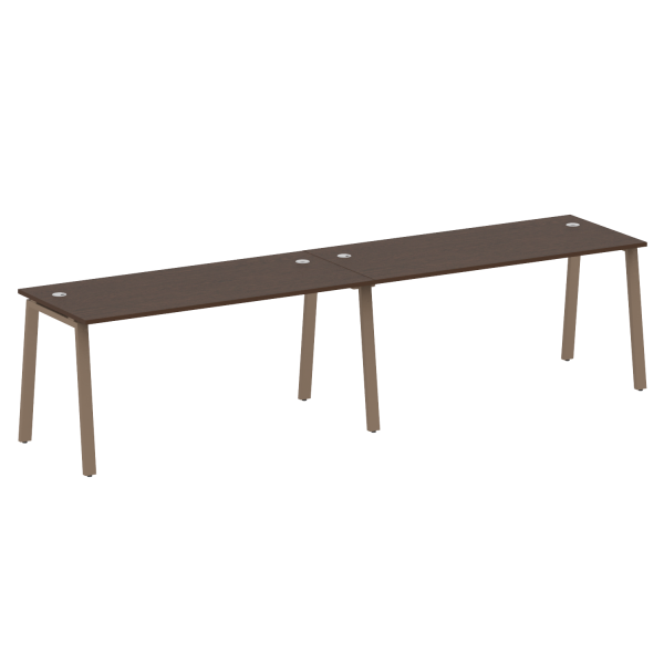 Рабочая станция на 2 рабочих места на А-образном м/к Metal System Style БА.СМ-2.4 3200x720x750 (Венге Цаво/Мокко металл)