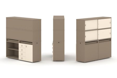 Тумба двойная + высокая надставка ES.NB.2V-11 (1500х410х1520) (Латте/Сатин)