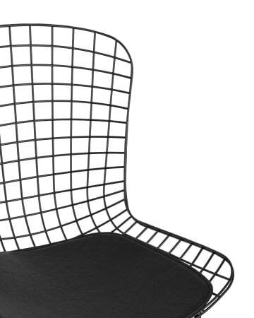 Стул обеденный Bertoia черный с черной подушкой (Стул кухонный Bertoia черный)