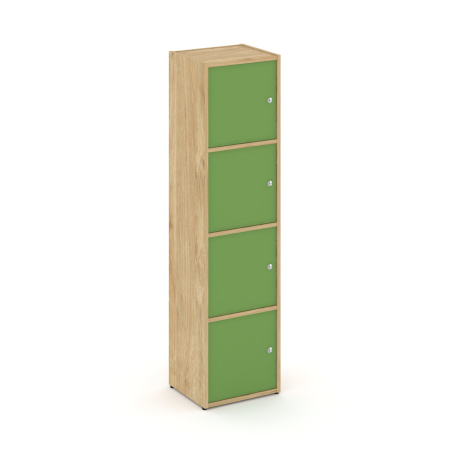 Стеллаж Locker Plus LK.K-004 408x350x1593 (Тиквуд Светлый | Зеленый)