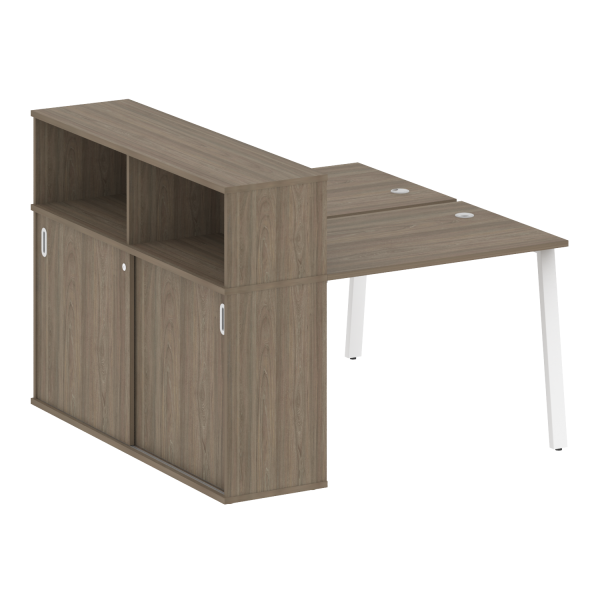 Рабочая станция с шкафом-купе на А-образном м/к Metal System Style БА.РС-СШК-2.1 Т 1410x1475x1098 (Вяз/Белый металл)