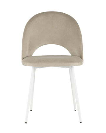 Стул Меган велюр бежевый белые ножки (Стул Меган бежевый)